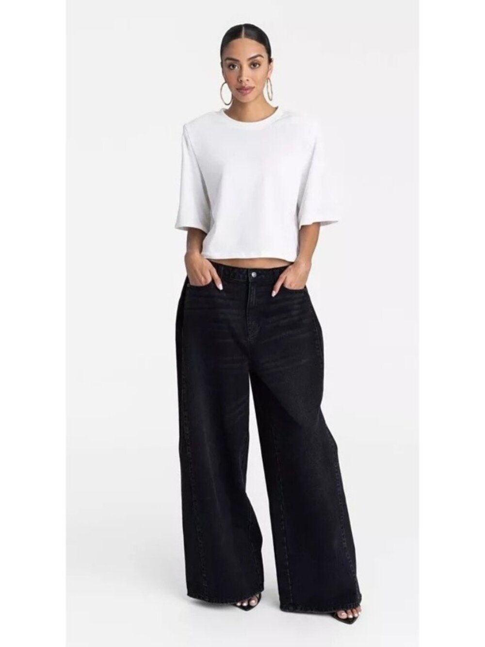 KBB by Kahlana The Rachel Jean Low Rise Wide Leg Black Wash Jeans -- Women's 2 - Picture 3 of 6